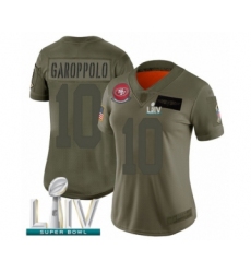Women's San Francisco 49ers #10 Jimmy Garoppolo Limited Olive 2019 Salute to Service Super Bowl LIV Bound Football Jersey