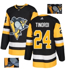 Men's Adidas Pittsburgh Penguins #24 Jarred Tinordi Authentic Black Fashion Gold NHL Jersey