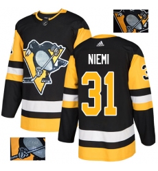 Men's Adidas Pittsburgh Penguins #31 Antti Niemi Authentic Black Fashion Gold NHL Jersey