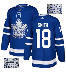Men's Adidas Toronto Maple Leafs #18 Ben Smith Authentic Royal Blue Fashion Gold NHL Jersey