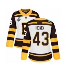 Women's Boston Bruins #43 Danton Heinen Authentic White Winter Classic 2019 Stanley Cup Final Bound Hockey Jersey