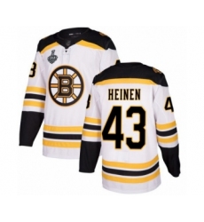 Youth Boston Bruins #43 Danton Heinen Authentic White Away 2019 Stanley Cup Final Bound Hockey Jersey