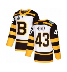 Youth Boston Bruins #43 Danton Heinen Authentic White Winter Classic 2019 Stanley Cup Final Bound Hockey Jersey