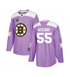 Youth Boston Bruins #55 Noel Acciari Authentic Purple Fights Cancer Practice 2019 Stanley Cup Final Bound Hockey Jersey