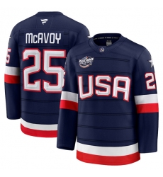 Men's USA #25 Charlie McAvoy Navy 2025 4 Nations Face-Off Stitched Jersey