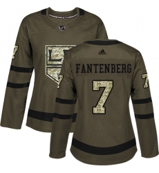 Women's Adidas Los Angeles Kings #7 Oscar Fantenberg Authentic Green Salute to Service NHL Jersey