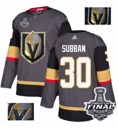Men's Adidas Vegas Golden Knights #30 Malcolm Subban Authentic Gray Fashion Gold 2018 Stanley Cup Final NHL Jersey