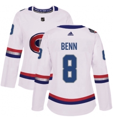 Women's Adidas Montreal Canadiens #8 Jordie Benn Authentic White 2017 100 Classic NHL Jersey