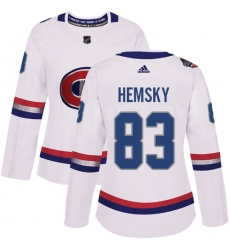 Women's Adidas Montreal Canadiens #83 Ales Hemsky Authentic White 2017 100 Classic NHL Jersey