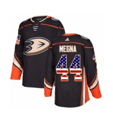 Men's Adidas Anaheim Ducks #44 Jaycob Megna Authentic Black USA Flag Fashion NHL Jersey