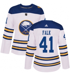 Women's Adidas Buffalo Sabres #41 Justin Falk Authentic White 2018 Winter Classic NHL Jersey