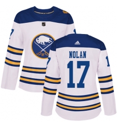 Women's Adidas Buffalo Sabres #17 Jordan Nolan Authentic White 2018 Winter Classic NHL Jersey