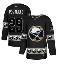 Men's Adidas Buffalo Sabres #29 Jason Pominville Authentic Black Team Logo Fashion NHL Jersey