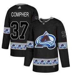 Men's Adidas Colorado Avalanche #37 J.T. Compher Authentic Black Team Logo Fashion NHL Jersey