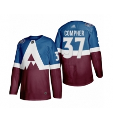 Men's Colorado Avalanche #37 J.T. Compher Authentic Burgundy Blue 2020 Stadium Series Hockey Jersey