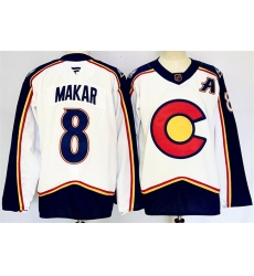 Men's Colorado Avalanche #8 Cale Makar White 2024-25 With A Reverse Retro Stitched Jersey