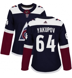 Women's Adidas Colorado Avalanche #64 Nail Yakupov Authentic Navy Blue Alternate NHL Jersey