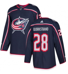 Men's Adidas Columbus Blue Jackets #28 Oliver Bjorkstrand Premier Navy Blue Home NHL Jersey