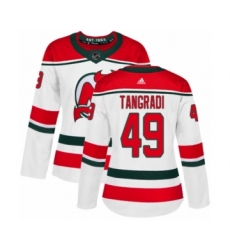 Women's Adidas New Jersey Devils #49 Eric Tangradi Authentic White Alternate NHL Jersey