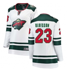Women's Minnesota Wild #23 Gustav Olofsson Authentic White Away Fanatics Branded Breakaway NHL Jersey