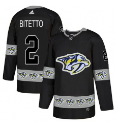 Men's Adidas Nashville Predators #2 Anthony Bitetto Authentic Black Team Logo Fashion NHL Jersey