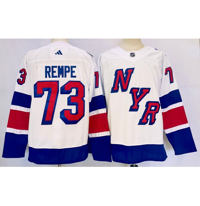 Men's New York Rangers #73 Matt Rempe White 2024 Stadi Jersey