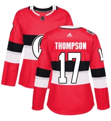 Women's Adidas Ottawa Senators #17 Nate Thompson Authentic Red 2017 100 Classic NHL Jersey