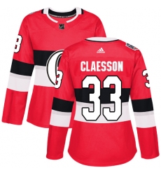 Women's Adidas Ottawa Senators #33 Fredrik Claesson Authentic Red 2017 100 Classic NHL Jersey