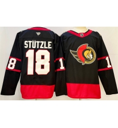 Men's Ottawa Senators #18 Tim Stützle Black 2024-25 Home Stitched Hockey Jersey