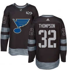 Men's Adidas St. Louis Blues #32 Tage Thompson Authentic Black 1917-2017 100th Anniversary NHL Jersey