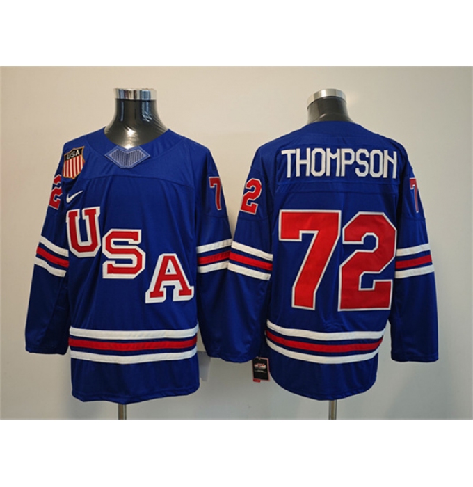 Men's USA #72 Tage Thompson Royal 2025-2026 Stitched Jersey