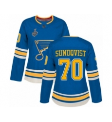 Women's St. Louis Blues #70 Oskar Sundqvist Authentic Navy Blue Alternate 2019 Stanley Cup Final Bound Hockey Jersey