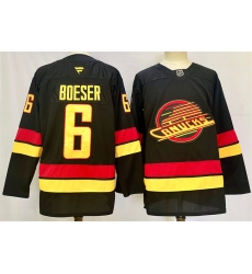 Men's Vancouver Canucks #6 Brock Boeser Black 2024-25 Alternate Stitched Hockey Jersey