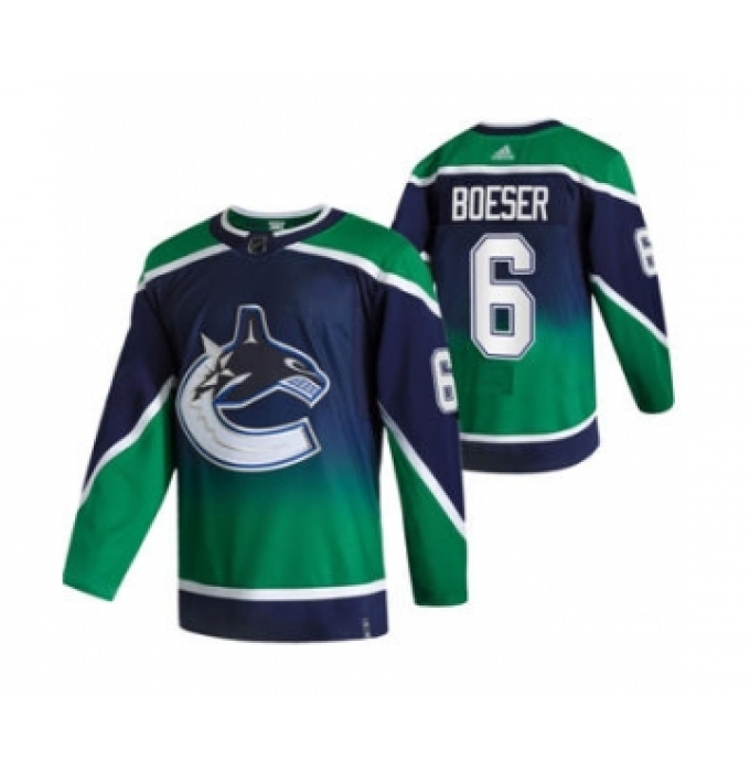 Men's Vancouver Canucks #6 Brock Boeser Green 2020-21 Reverse Retro Alternate Hockey Jersey