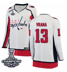 Women's Washington Capitals #13 Jakub Vrana Fanatics Branded White Away Breakaway 2018 Stanley Cup Final Champions NHL Jersey