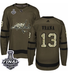 Youth Adidas Washington Capitals #13 Jakub Vrana Authentic Green Salute to Service 2018 Stanley Cup Final NHL Jersey