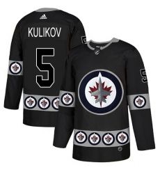 Men's Adidas Winnipeg Jets #5 Dmitry Kulikov Authentic Black Team Logo Fashion NHL Jersey