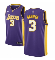 Men's Nike Los Angeles Lakers #3 Corey Brewer Authentic Purple NBA Jersey - Icon Edition
