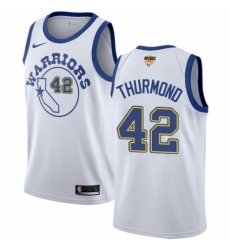 Men's Nike Golden State Warriors #42 Nate Thurmond Swingman White Hardwood Classics 2018 NBA Finals Bound NBA Jersey