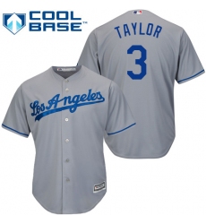 Men's Majestic Los Angeles Dodgers #3 Chris Taylor Replica Grey Road Cool Base MLB Jersey