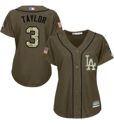 Women's Majestic Los Angeles Dodgers #3 Chris Taylor Authentic Green Salute to Service MLB Jersey