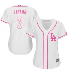 Women's Majestic Los Angeles Dodgers #3 Chris Taylor Replica White Fashion Cool Base MLB Jersey