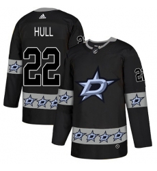 Men's Adidas Dallas Stars #22 Brett Hull Authentic Black Team Logo Fashion NHL Jersey