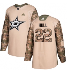 Men's Adidas Dallas Stars #22 Brett Hull Authentic Camo Veterans Day Practice NHL Jersey