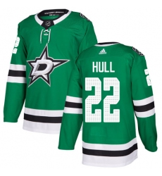 Men's Adidas Dallas Stars #22 Brett Hull Authentic Green Home NHL Jersey