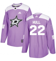 Men's Adidas Dallas Stars #22 Brett Hull Authentic Purple Fights Cancer Practice NHL Jersey