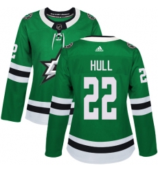 Women's Adidas Dallas Stars #22 Brett Hull Authentic Green Home NHL Jersey