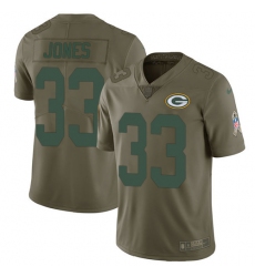 Youth Nike Green Bay Packers #33 Aaron Jones Limited Olive 2017 Salute to Service NFL Jersey