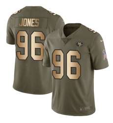 Men's Nike San Francisco 49ers #96 Datone Jones Limited Olive/Gold 2017 Salute to Service NFL Jersey