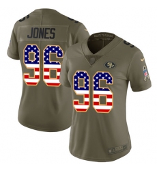 Women's Nike San Francisco 49ers #96 Datone Jones Limited Olive/USA Flag 2017 Salute to Service NFL Jersey